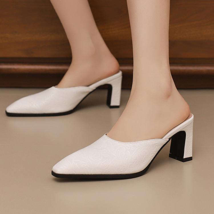 Women's Closed Toe Chunky Heel Slippers - Style s.html