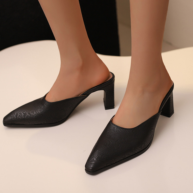 Women's Closed Toe Chunky Heel Slippers - Style s.html - Image 2