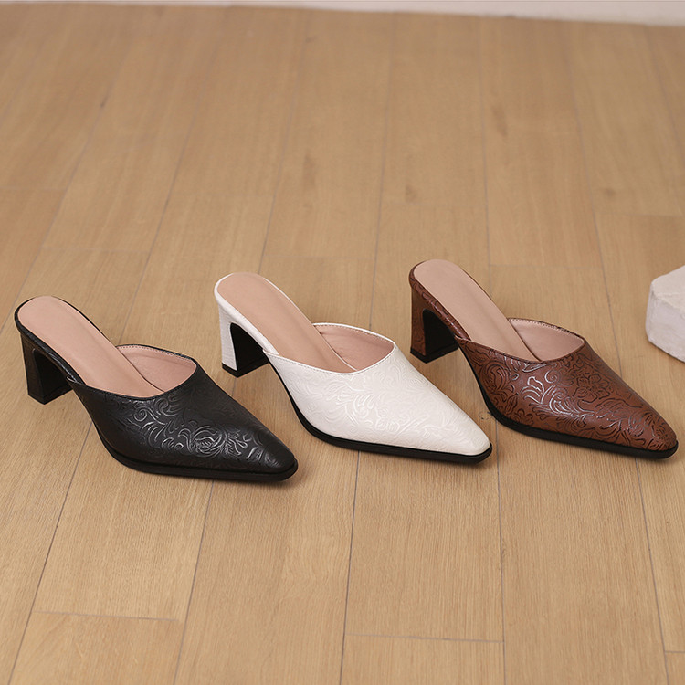 Women's Closed Toe Chunky Heel Slippers - Style s.html - Image 4