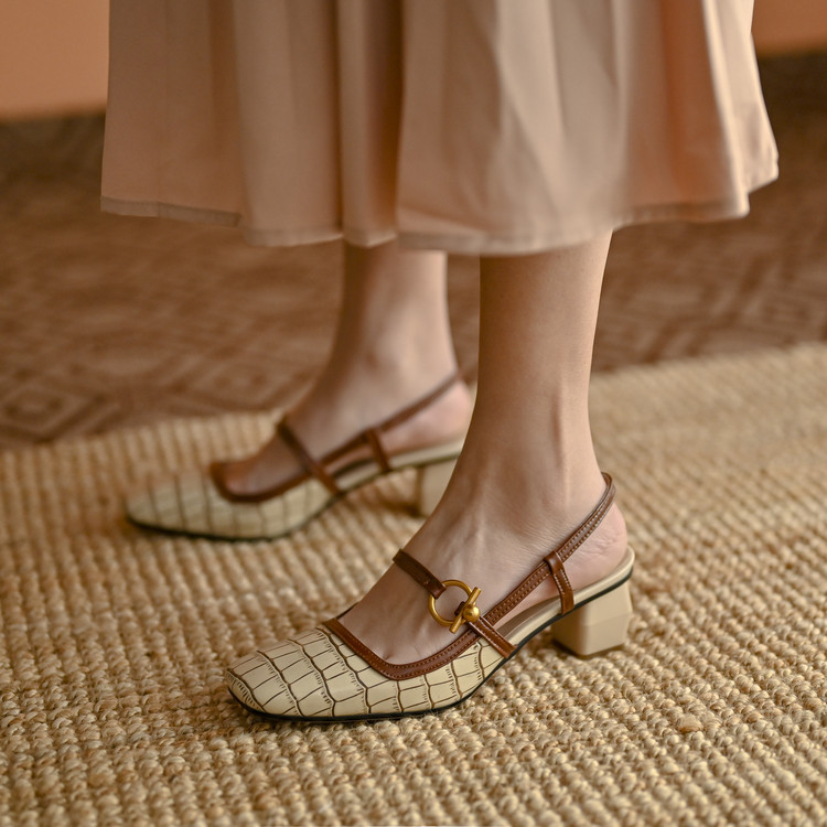 Women's Closed Toe Sandals with Mid Chunky Heel - Style a.html - Image 5