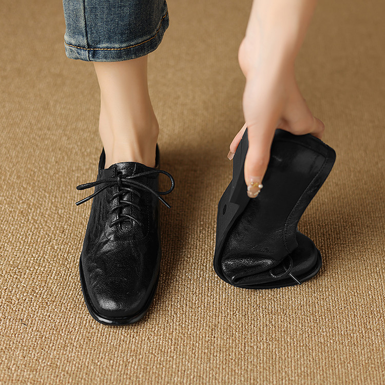 Women's Deep Mouth Flat Shoes Comfortable Leather Summer 2026 - Image 2