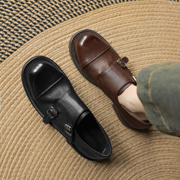 Women's Deep Mouth Flat Shoes in Black or Brown - Style e.html