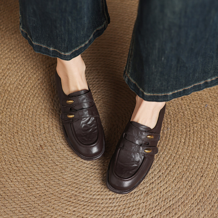 Women's Deep Mouth Flat Shoes in Sheepskin Leather - Image 2