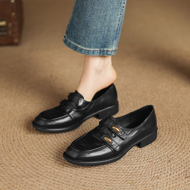 Women's Deep Mouth Flat Shoes in Sheepskin Leather - Image 5