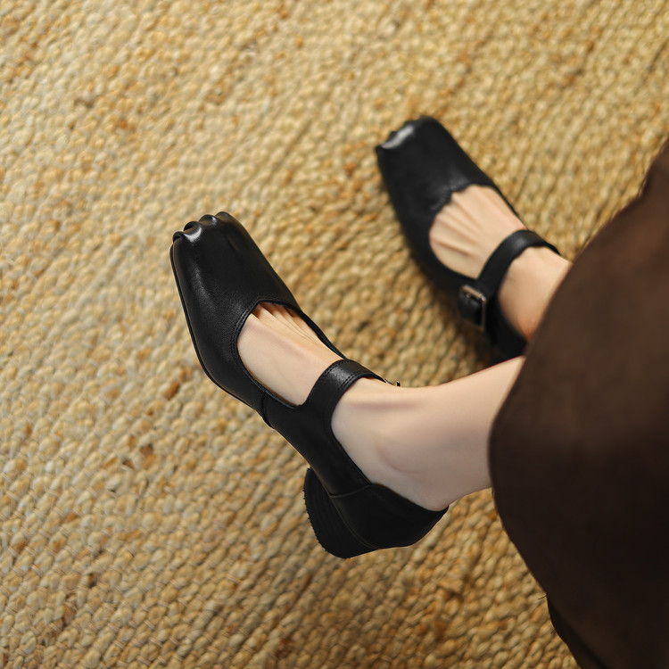 Women's Korean Style Square Toe Low-Cut Flat Shoes with Buckle Strap - Image 5