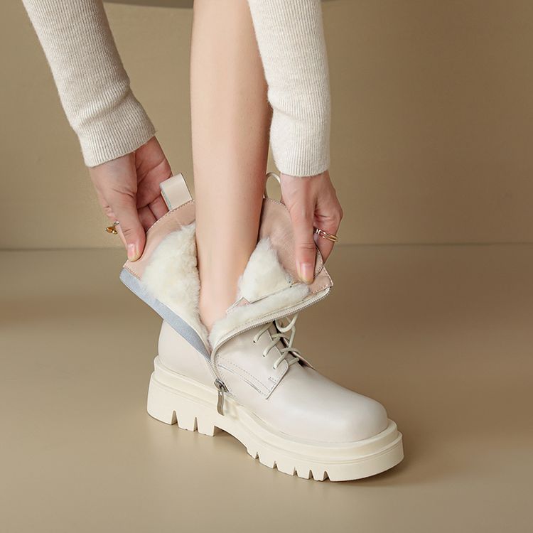 Women's Round Toe Platform Mid Heel Knight Boots Winter 2024