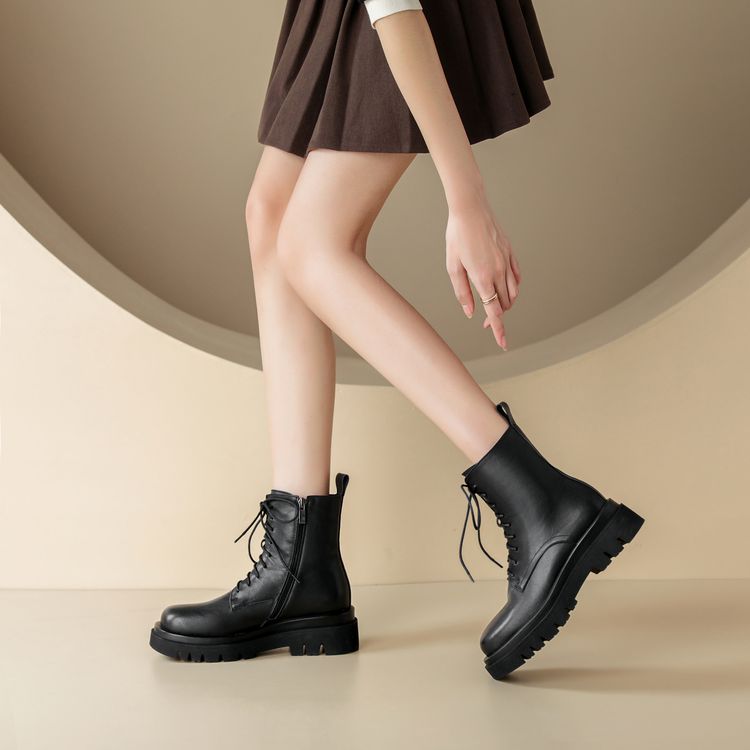 Women's Round Toe Platform Mid Heel Knight Boots Winter 2024 - Image 2