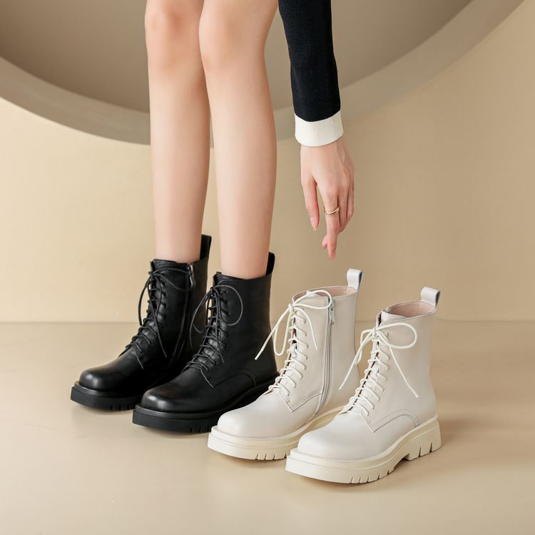 Women's Round Toe Platform Mid Heel Knight Boots Winter 2024 - Image 4