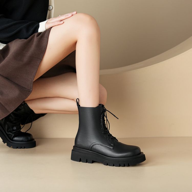 Women's Round Toe Platform Mid Heel Knight Boots Winter 2024 - Image 5