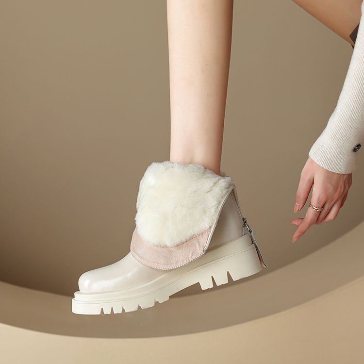 Women's Winter Knight Boots with Round Toe and Platform Mid Heel