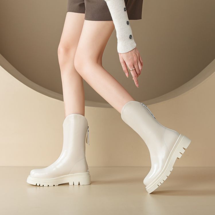 Women's Winter Knight Boots with Round Toe and Platform Mid Heel - Image 3